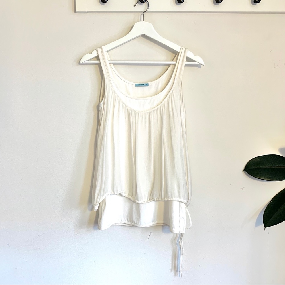 Kookai dual layer pearl silk sleeveless blouse